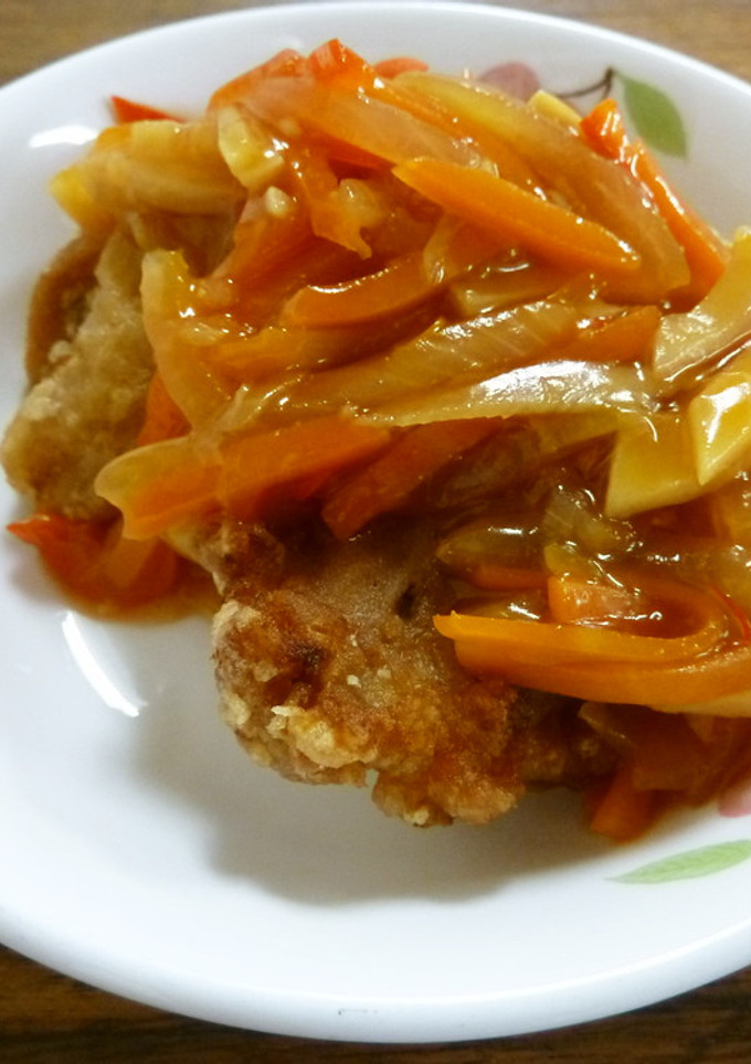 【学校給食】鶏の唐揚げ野菜あんかけ-レシピのメイン写真