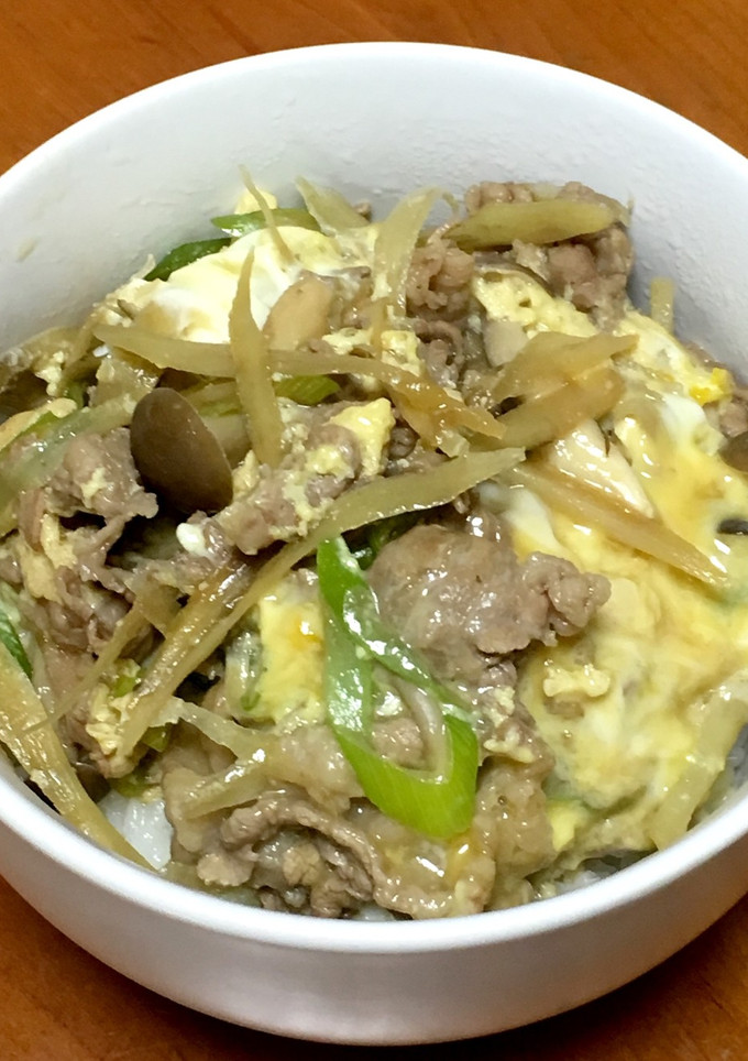 簡単★牛コマで柳川風卵とじ丼-レシピのメイン写真