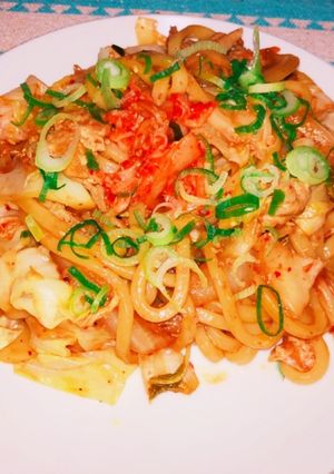 スタミナたっぷり！豚キムチうどん-レシピのメイン写真