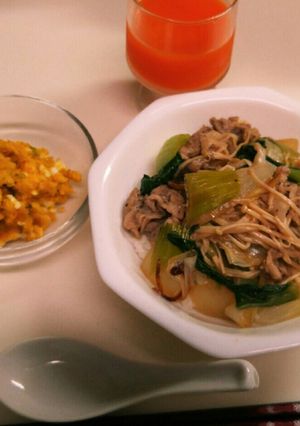 簡単♪豚こまとチンゲン菜でクィック中華丼-レシピのメイン写真