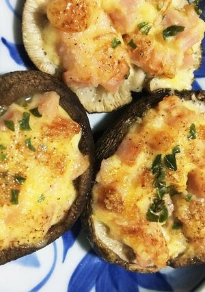 しいたけにハムマヨ乗せ-レシピのメイン写真