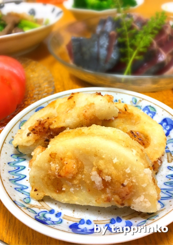 簡単玉ねぎ香る☆蓮根のエビ和風はさみ揚げ-レシピのメイン写真