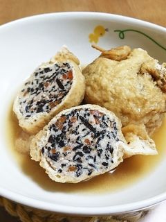 鶏ミンチの巾着煮(ひじき煮リメイク)-レシピのメイン写真