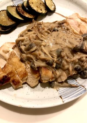 鶏胸肉の豆乳きのこマスタードソース-レシピのメイン写真