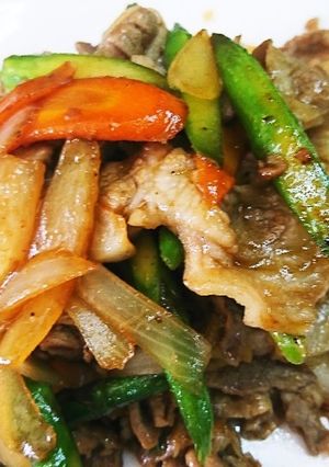焼き肉のたれ簡単豚コマと残り野菜の炒め物-レシピのメイン写真