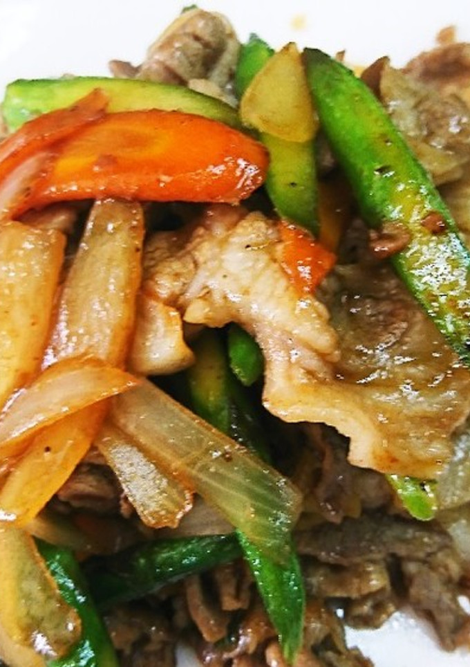 焼き肉のたれ簡単豚コマと残り野菜の炒め物-レシピのメイン写真