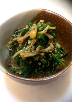 簡単♪にらとえのきの胡麻和え＋海苔☆-レシピのメイン写真