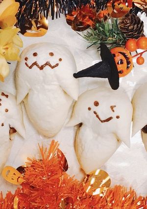 HB使用＊ハロウィンなお化けアンパン♪-レシピのメイン写真