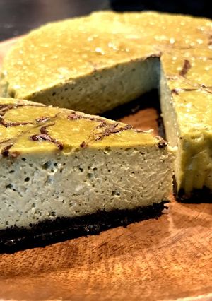 濃い抹茶使用 糖質オフ濃厚チーズケーキ-レシピのメイン写真