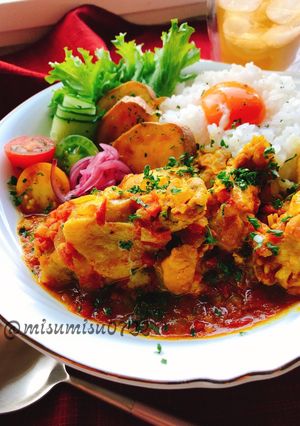 ルー不使用手羽元開きの無水カレー(動画有-レシピのメイン写真