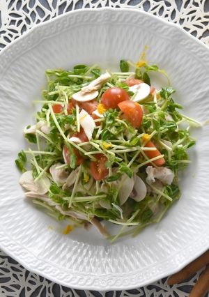 液塩で豆苗ときのことささみのサラダ☆-レシピのメイン写真
