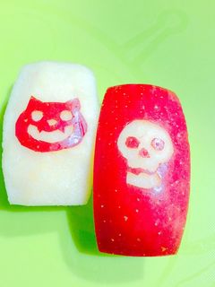 ハロウィン仕様りんご飾り切り♡お弁当に♪-レシピのメイン写真
