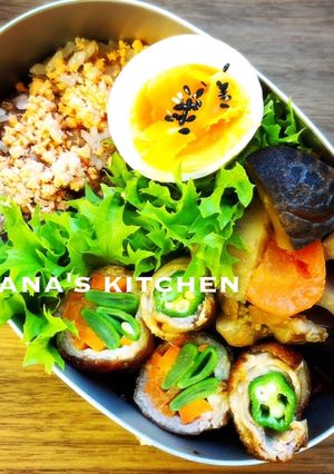 女子高生の野菜の肉巻きと筑前煮弁当♪♪-レシピのメイン写真