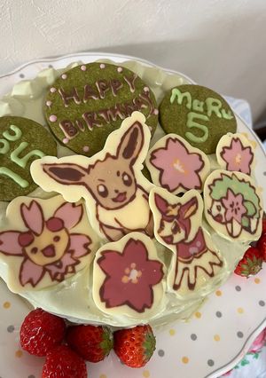 お誕生日ケーキ（ポケモン⭐︎春っぽく）-レシピのメイン写真