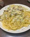 キャベツとオイルサーディンのパスタ