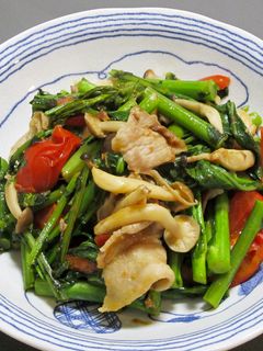 のらぼう菜と豚肉の炒物-レシピのメイン写真