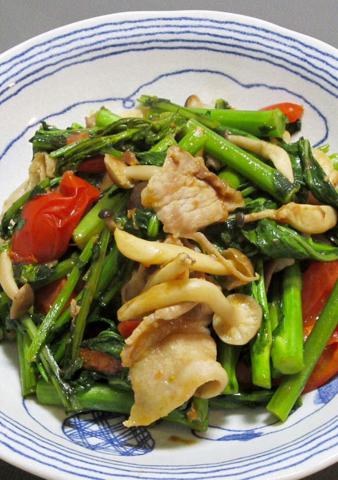のらぼう菜と豚肉の炒物-レシピのメイン写真