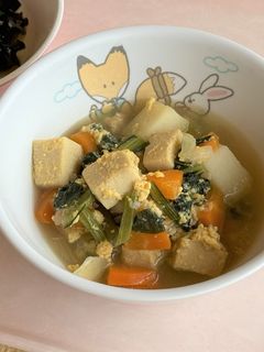 高野豆腐の卵とじ(保育園・こども園給食)-レシピのメイン写真