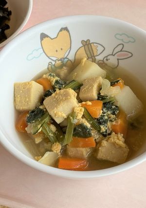 高野豆腐の卵とじ（保育園・こども園給食）-レシピのメイン写真