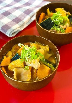 【冷蔵庫一掃】かぼちゃと余り野菜のごちそう豚汁-レシピのメイン写真