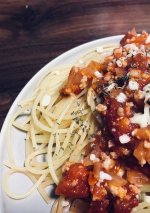 トマト缶で簡単美味い♪ミートソースパスタ-レシピのメイン写真