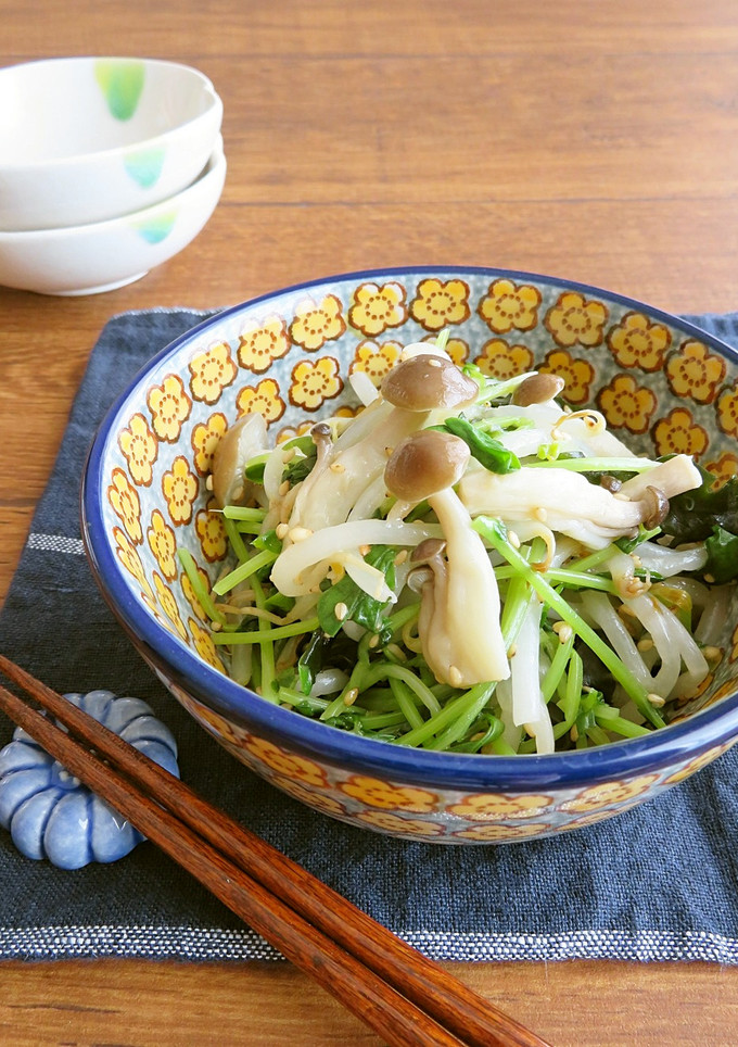 簡単☆豆苗としめじともやしのわかめナムル-レシピのメイン写真