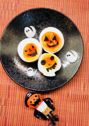 ゆで卵で簡単にハロウィン気分-レシピのメイン写真