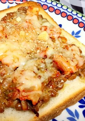軽食☆夜食!納豆キムチトースト-レシピのメイン写真
