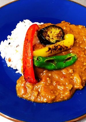 超簡単♡焼き野菜のっけキーマカレー-レシピのメイン写真