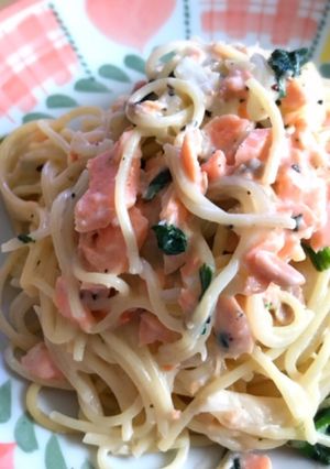米粉と牛乳でサーモンのクリームパスタ-レシピのメイン写真