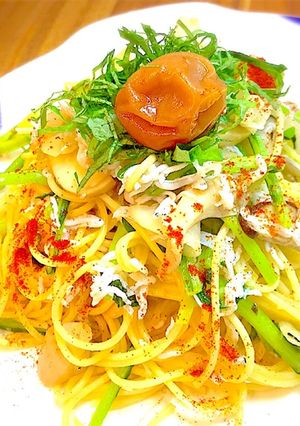 梅シラスにキノコいっぱい秋の収穫パスタ-レシピのメイン写真