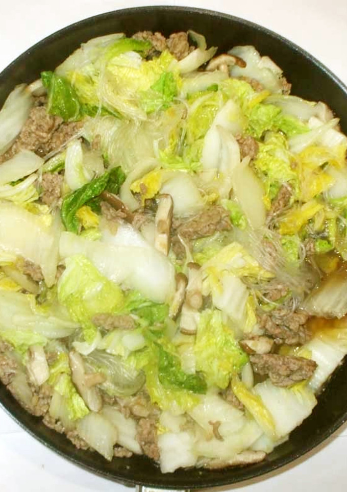 白菜の中華風炒め♪簡単ひき肉春雨-レシピのメイン写真