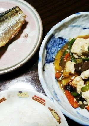 なんちゃって麻婆豆腐と鯖の塩焼き-レシピのメイン写真