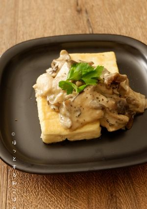 きのこ酒粕クリーム煮の豆腐ステーキ-レシピのメイン写真