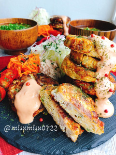 生姜入り!粉なし低糖質お好み焼き(動画有-レシピのメイン写真