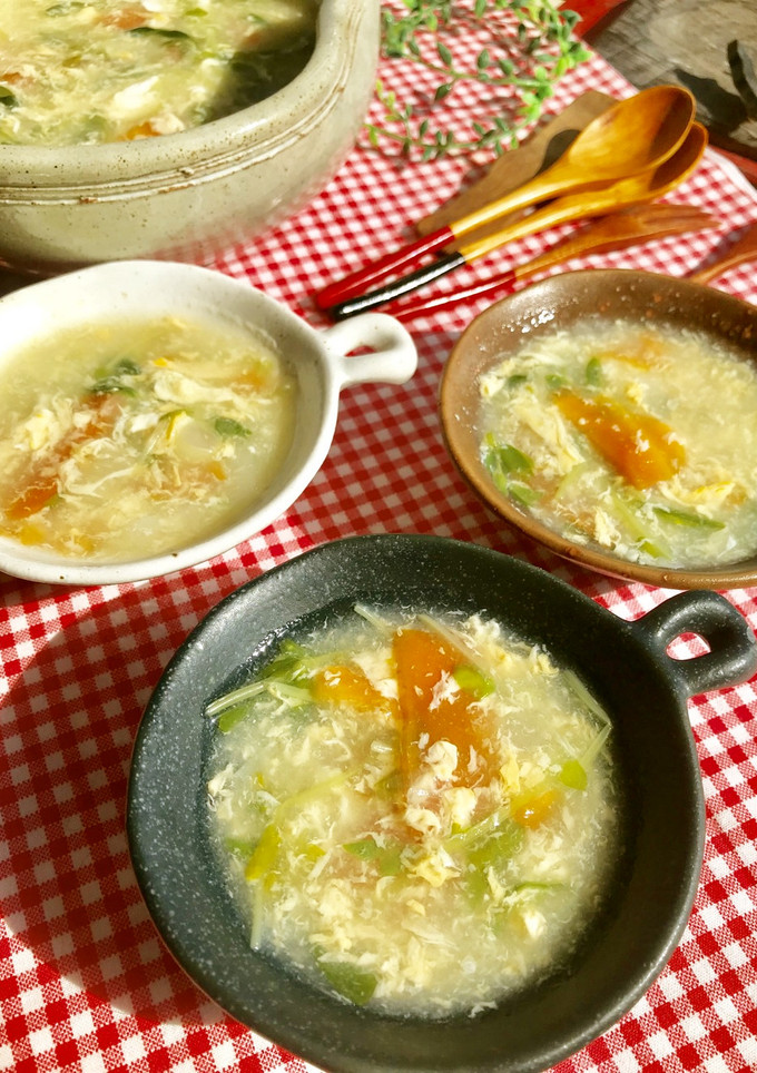 あまり野菜と豆苗♫とろ〜り中華卵スープ-レシピのメイン写真