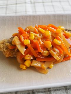 白身魚の野菜あんかけ★神戸学校給食-レシピのメイン写真