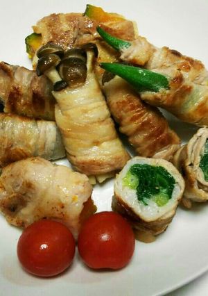 油なしで簡単ヘルシー☆秋野菜の豚バラ巻き-レシピのメイン写真