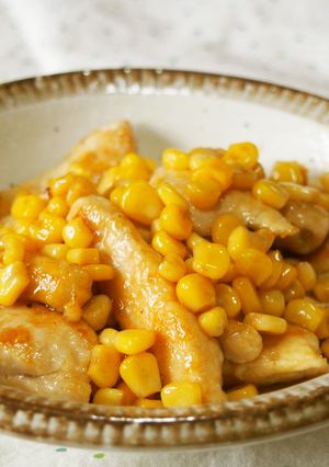 コーンとむね肉のバターポン酢炒め♪-レシピのメイン写真