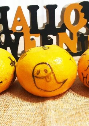 ハロウィン★みかんに絵を書いてお弁当に★-レシピのメイン写真