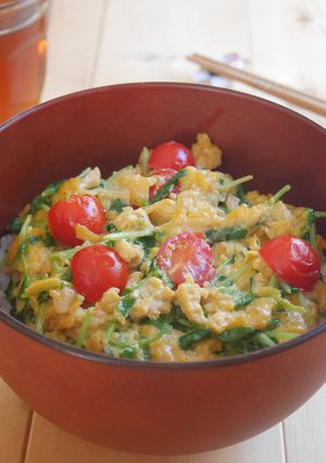 豆苗のふわとろチーズ卵丼-レシピのメイン写真