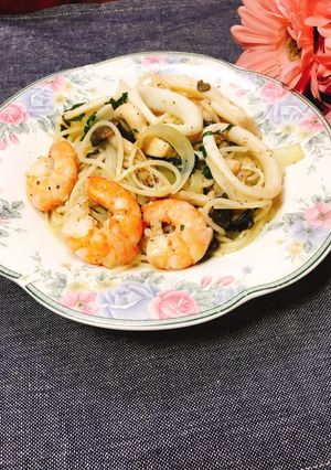レクチンフリー☆エビとイカのオイルパスタ-レシピのメイン写真
