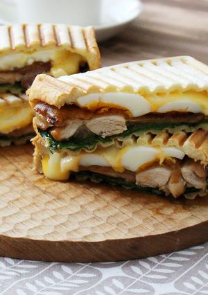 照り焼きチキンの厚焼きホットサンド-レシピのメイン写真