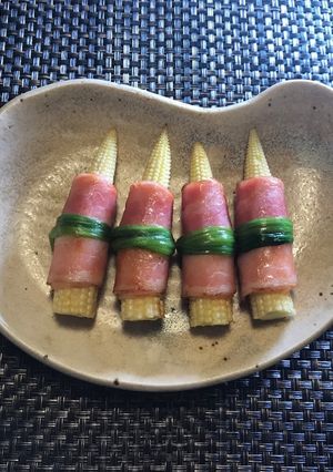 帯を巻いたヤングコーンのベーコン巻き♪-レシピのメイン写真