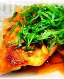 切り身魚の薬味たっぷり甘酢ソース