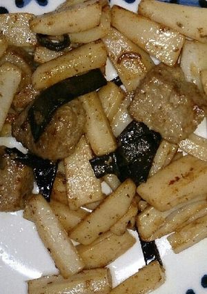 サイコロステーキとレンコンのバタぽん炒め-レシピのメイン写真