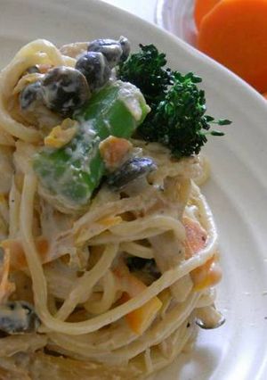 ベジタリアンの酒粕チーズクリームパスタ-レシピのメイン写真