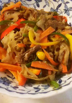 筍代打で蓮根起用‼カラフル青椒肉絲-レシピのメイン写真