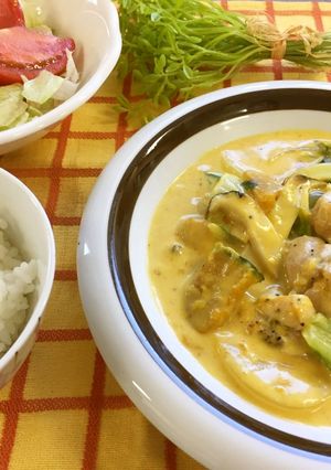 鶏とかぼちゃのクリーム煮(健康食)-レシピのメイン写真