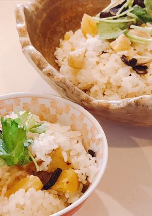 霜降り平茸入り松茸風味の栗おこわ-レシピのメイン写真